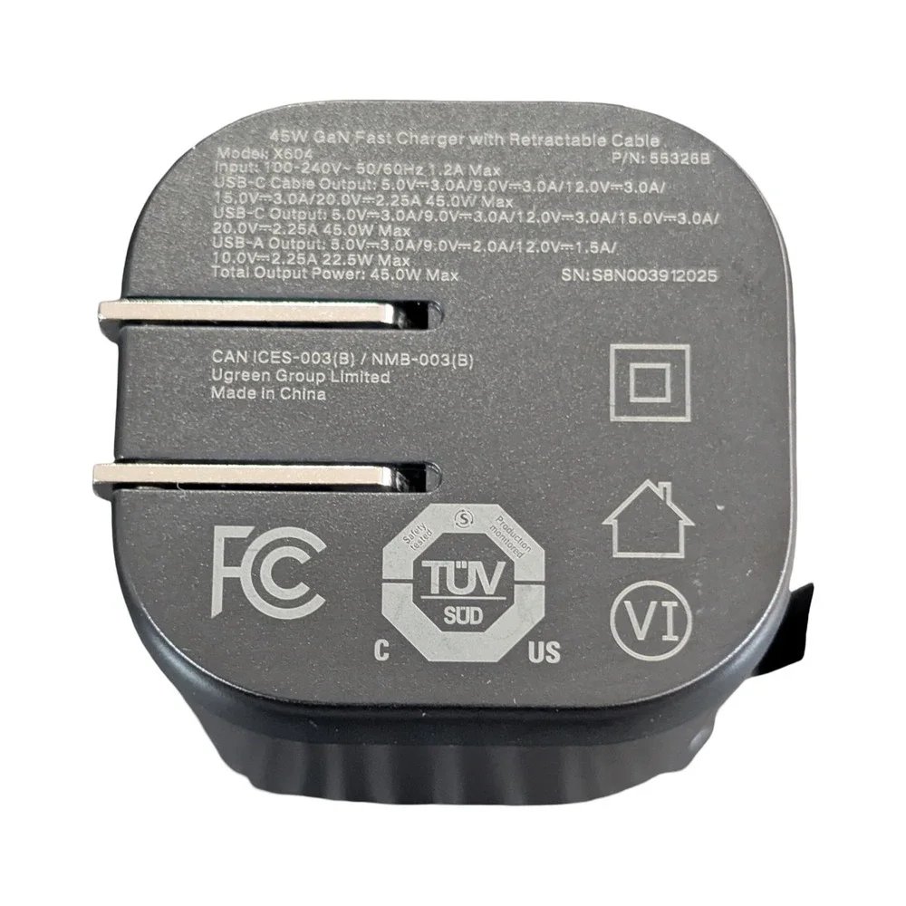 Qq6O UGREEN - Nexode 45W USB-C Charger with Retractable Cable, PPS Fast GaN OB